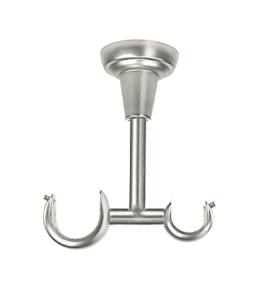 Support Double pour Tringle a Rideaux Chrome Mat fixation au Plafond