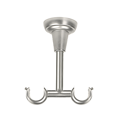 Support Double au Plafond pour Tringle à Rideau Chromé Mat