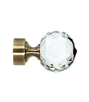 Embout avec Cristaux pour Tringle à Rideaux Couleur Laiton Antique Collection Rome