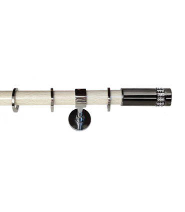 Tringle à Rideau Simple Couleur Bois Blanchi et Anthracite Collection Lille
