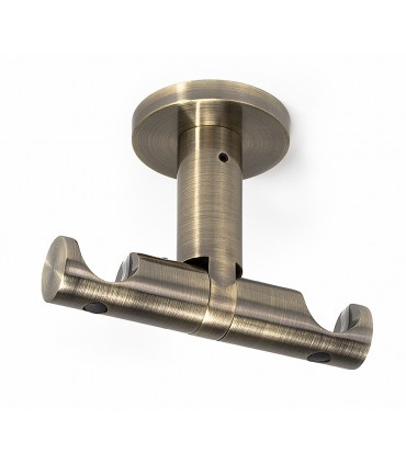 Support pour Tringle à Rideaux Double au Plafond Laiton Antique