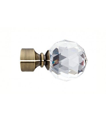 Embout avec Cristaux pour Tringles à Rideaux Laiton Antique