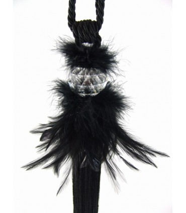 Embrasse à rideaux Noir avec crystal